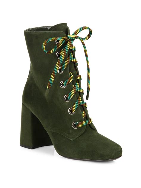 prada suede lace up bootie ankle rubber|prada high heel boots.